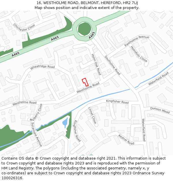 16, WESTHOLME ROAD, BELMONT, HEREFORD, HR2 7UJ: Location map and indicative extent of plot