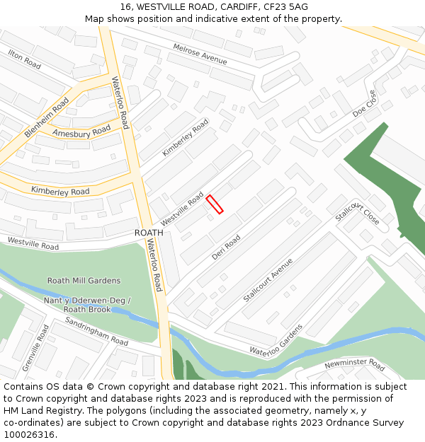 16, WESTVILLE ROAD, CARDIFF, CF23 5AG: Location map and indicative extent of plot