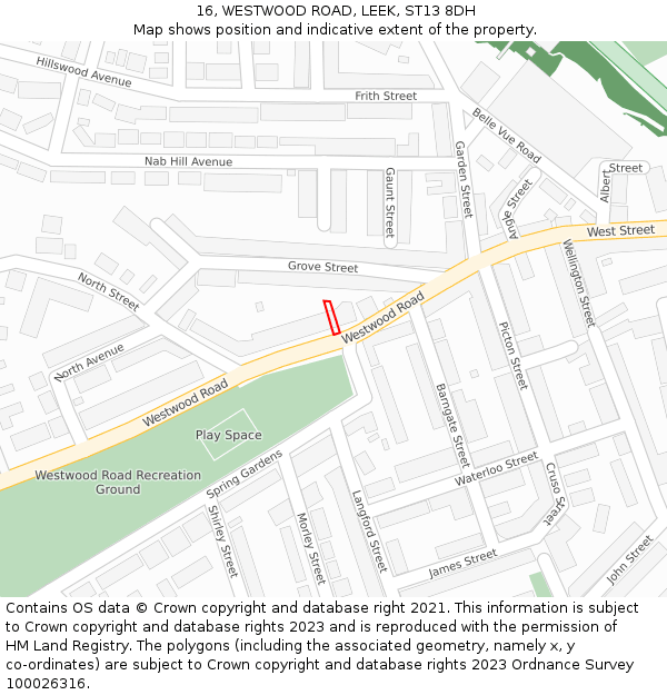 16, WESTWOOD ROAD, LEEK, ST13 8DH: Location map and indicative extent of plot