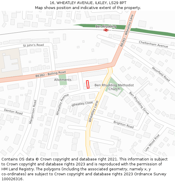 16, WHEATLEY AVENUE, ILKLEY, LS29 8PT: Location map and indicative extent of plot