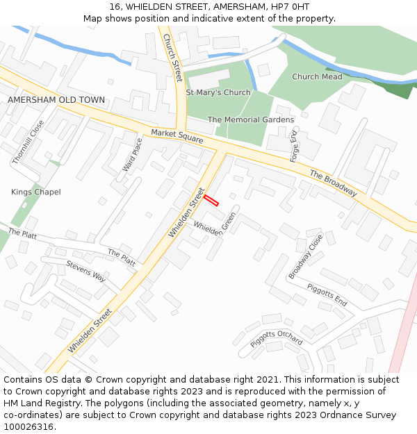 16, WHIELDEN STREET, AMERSHAM, HP7 0HT: Location map and indicative extent of plot