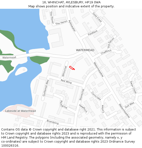 16, WHINCHAT, AYLESBURY, HP19 0WA: Location map and indicative extent of plot