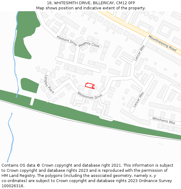 16, WHITESMITH DRIVE, BILLERICAY, CM12 0FP: Location map and indicative extent of plot