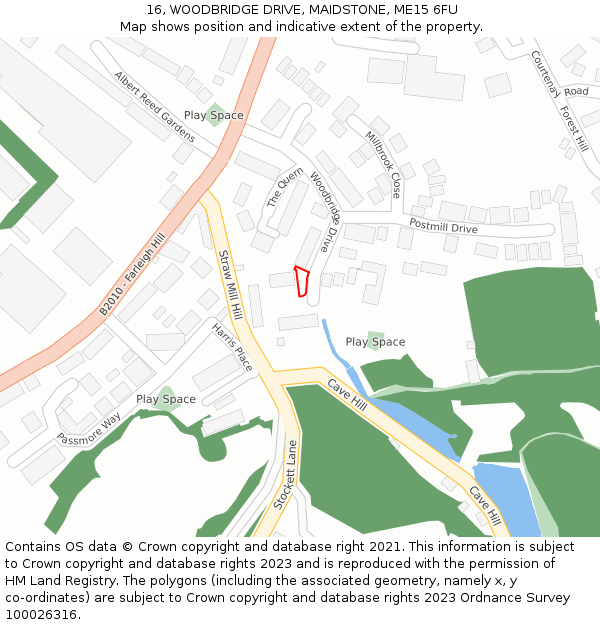 16, WOODBRIDGE DRIVE, MAIDSTONE, ME15 6FU: Location map and indicative extent of plot
