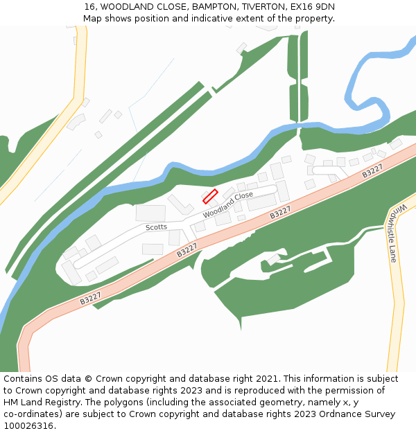 16, WOODLAND CLOSE, BAMPTON, TIVERTON, EX16 9DN: Location map and indicative extent of plot
