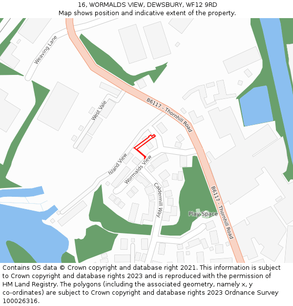 16, WORMALDS VIEW, DEWSBURY, WF12 9RD: Location map and indicative extent of plot