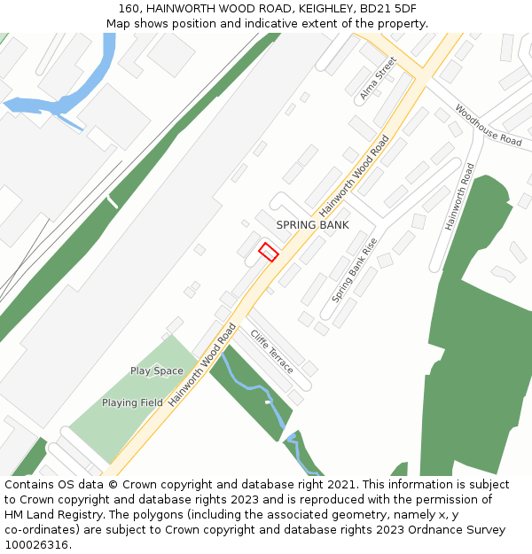 160, HAINWORTH WOOD ROAD, KEIGHLEY, BD21 5DF: Location map and indicative extent of plot