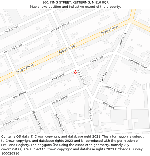160, KING STREET, KETTERING, NN16 8QR: Location map and indicative extent of plot