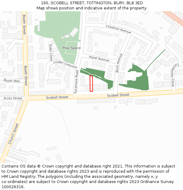 160, SCOBELL STREET, TOTTINGTON, BURY, BL8 3ED: Location map and indicative extent of plot