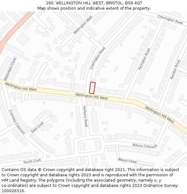160, WELLINGTON HILL WEST, BRISTOL, BS9 4QT: Location map and indicative extent of plot