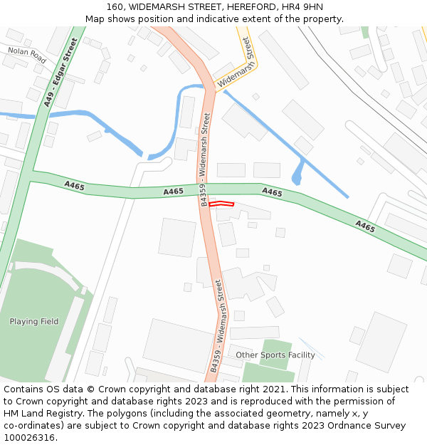 160, WIDEMARSH STREET, HEREFORD, HR4 9HN: Location map and indicative extent of plot