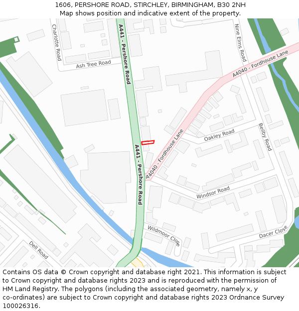 1606, PERSHORE ROAD, STIRCHLEY, BIRMINGHAM, B30 2NH: Location map and indicative extent of plot
