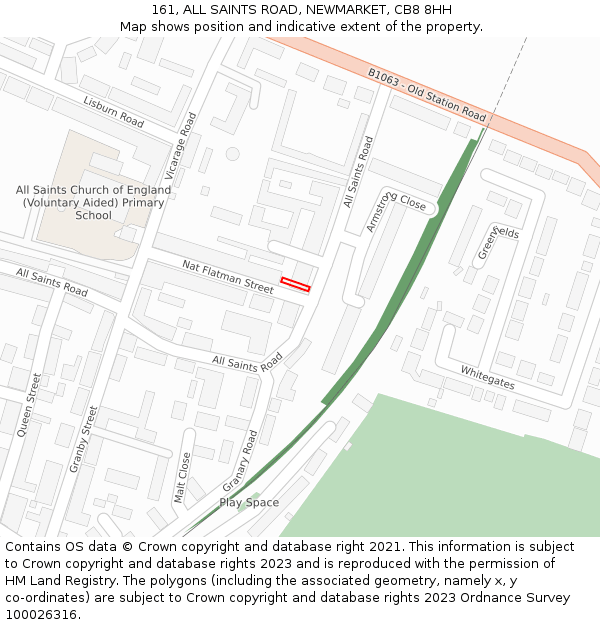 161, ALL SAINTS ROAD, NEWMARKET, CB8 8HH: Location map and indicative extent of plot