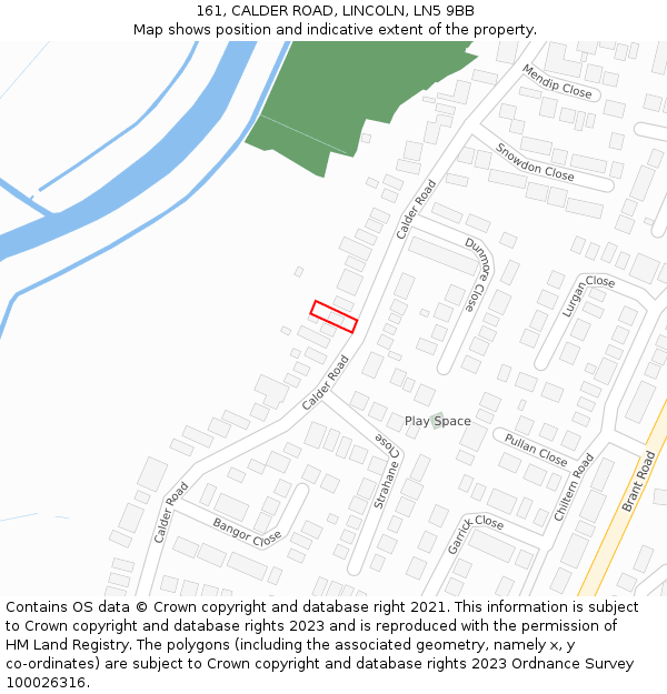 161, CALDER ROAD, LINCOLN, LN5 9BB: Location map and indicative extent of plot