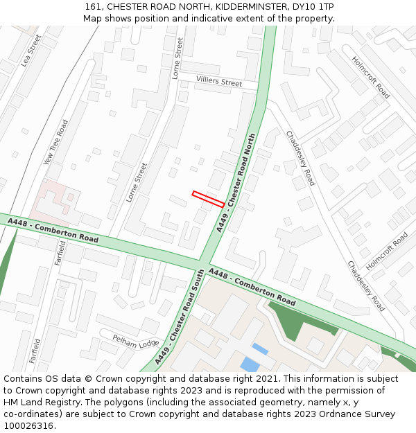 161, CHESTER ROAD NORTH, KIDDERMINSTER, DY10 1TP: Location map and indicative extent of plot