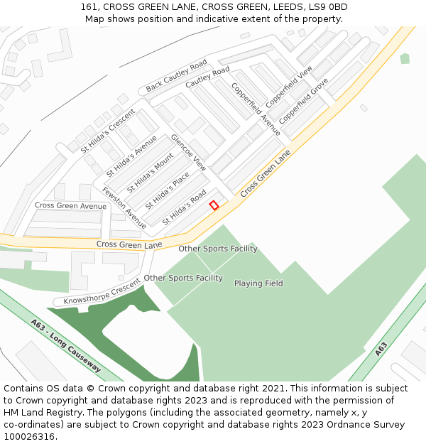 161, CROSS GREEN LANE, CROSS GREEN, LEEDS, LS9 0BD: Location map and indicative extent of plot