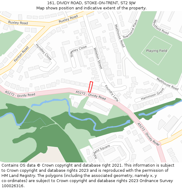 161, DIVIDY ROAD, STOKE-ON-TRENT, ST2 9JW: Location map and indicative extent of plot
