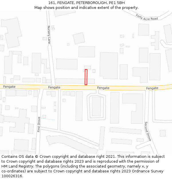 161, FENGATE, PETERBOROUGH, PE1 5BH: Location map and indicative extent of plot