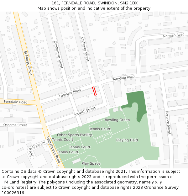 161, FERNDALE ROAD, SWINDON, SN2 1BX: Location map and indicative extent of plot