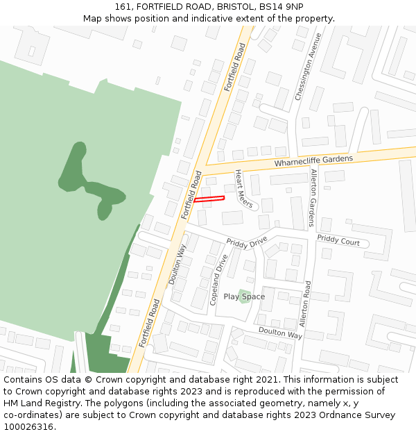 161, FORTFIELD ROAD, BRISTOL, BS14 9NP: Location map and indicative extent of plot