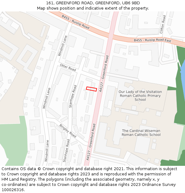 161, GREENFORD ROAD, GREENFORD, UB6 9BD: Location map and indicative extent of plot
