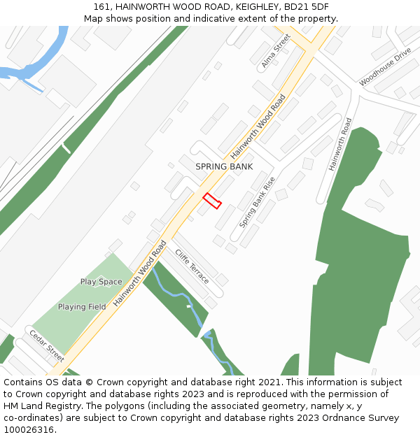 161, HAINWORTH WOOD ROAD, KEIGHLEY, BD21 5DF: Location map and indicative extent of plot