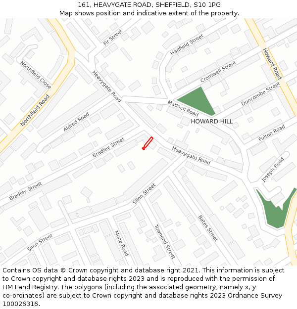 161, HEAVYGATE ROAD, SHEFFIELD, S10 1PG: Location map and indicative extent of plot