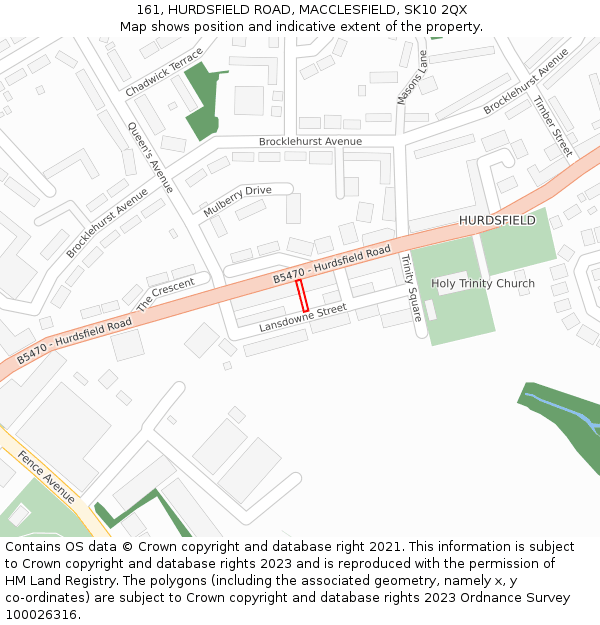 161, HURDSFIELD ROAD, MACCLESFIELD, SK10 2QX: Location map and indicative extent of plot