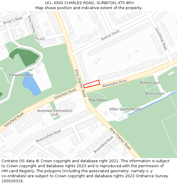 161, KING CHARLES ROAD, SURBITON, KT5 8PH: Location map and indicative extent of plot
