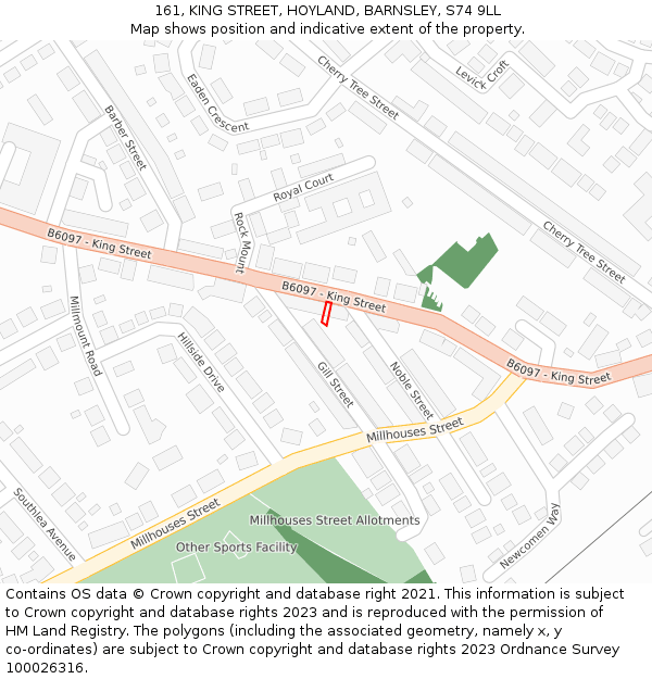 161, KING STREET, HOYLAND, BARNSLEY, S74 9LL: Location map and indicative extent of plot