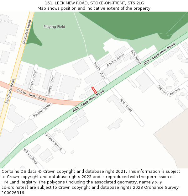 161, LEEK NEW ROAD, STOKE-ON-TRENT, ST6 2LG: Location map and indicative extent of plot