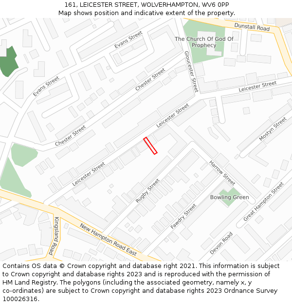 161, LEICESTER STREET, WOLVERHAMPTON, WV6 0PP: Location map and indicative extent of plot
