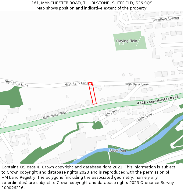 161, MANCHESTER ROAD, THURLSTONE, SHEFFIELD, S36 9QS: Location map and indicative extent of plot