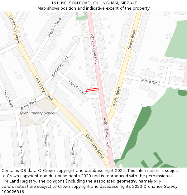 161, NELSON ROAD, GILLINGHAM, ME7 4LT: Location map and indicative extent of plot