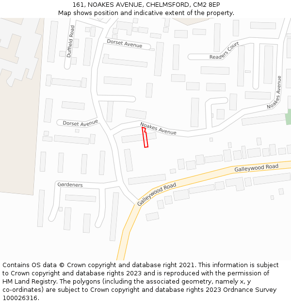 161, NOAKES AVENUE, CHELMSFORD, CM2 8EP: Location map and indicative extent of plot