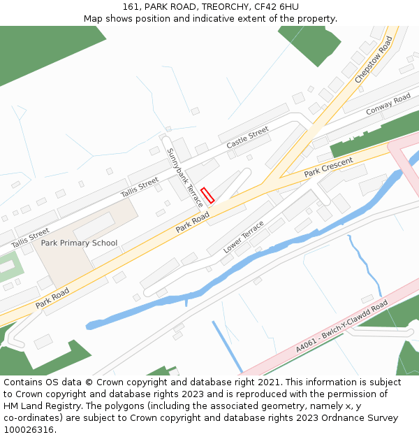 161, PARK ROAD, TREORCHY, CF42 6HU: Location map and indicative extent of plot