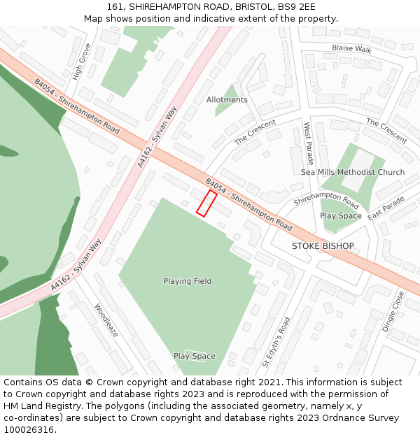 161, SHIREHAMPTON ROAD, BRISTOL, BS9 2EE: Location map and indicative extent of plot