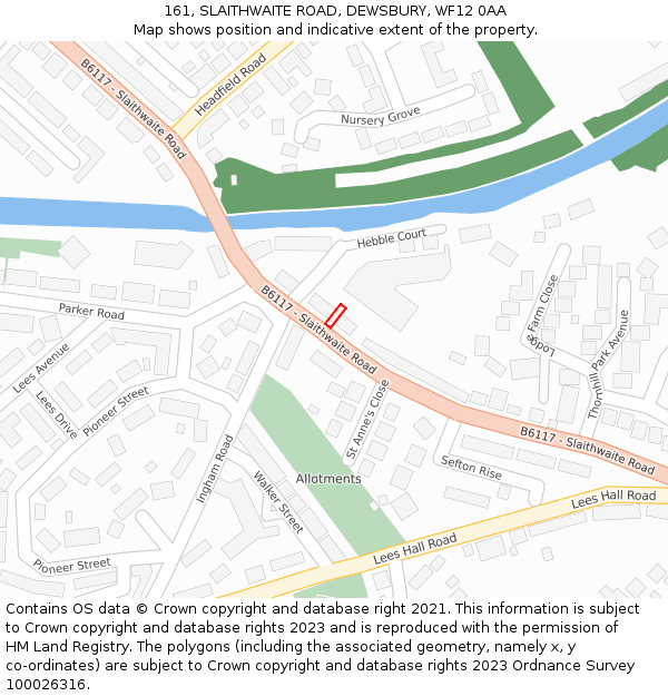161, SLAITHWAITE ROAD, DEWSBURY, WF12 0AA: Location map and indicative extent of plot