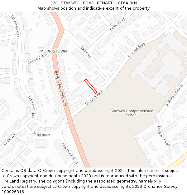 161, STANWELL ROAD, PENARTH, CF64 3LN: Location map and indicative extent of plot