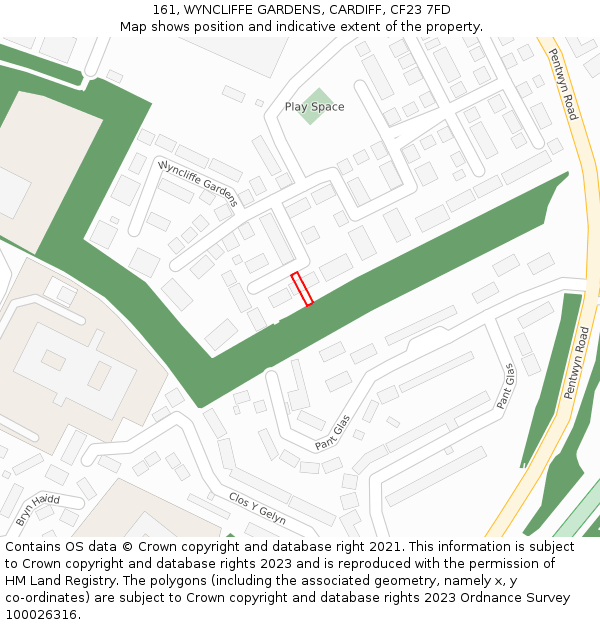 161, WYNCLIFFE GARDENS, CARDIFF, CF23 7FD: Location map and indicative extent of plot