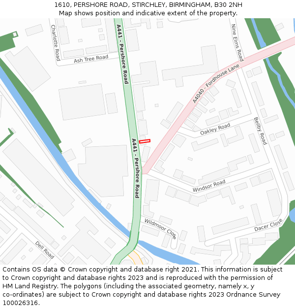 1610, PERSHORE ROAD, STIRCHLEY, BIRMINGHAM, B30 2NH: Location map and indicative extent of plot