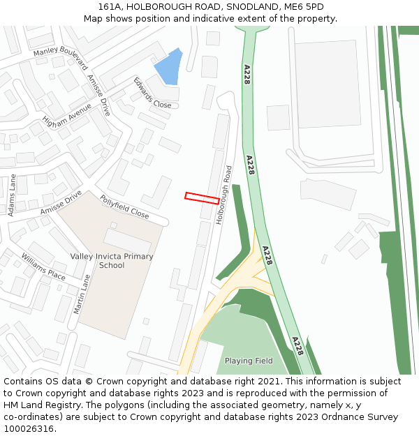 161A, HOLBOROUGH ROAD, SNODLAND, ME6 5PD: Location map and indicative extent of plot