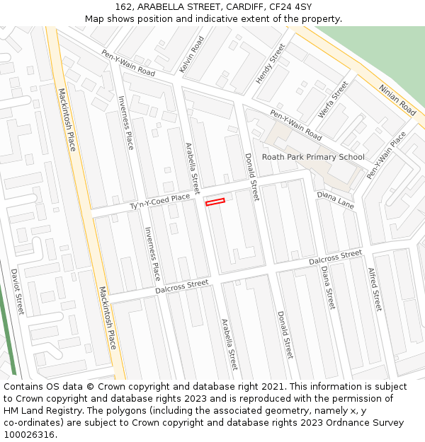 162, ARABELLA STREET, CARDIFF, CF24 4SY: Location map and indicative extent of plot