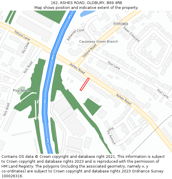 162, ASHES ROAD, OLDBURY, B69 4RB: Location map and indicative extent of plot