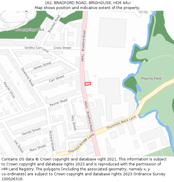 162, BRADFORD ROAD, BRIGHOUSE, HD6 4AU: Location map and indicative extent of plot