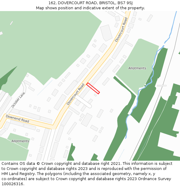 162, DOVERCOURT ROAD, BRISTOL, BS7 9SJ: Location map and indicative extent of plot