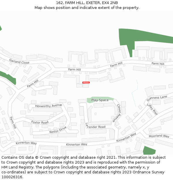 162, FARM HILL, EXETER, EX4 2NB: Location map and indicative extent of plot
