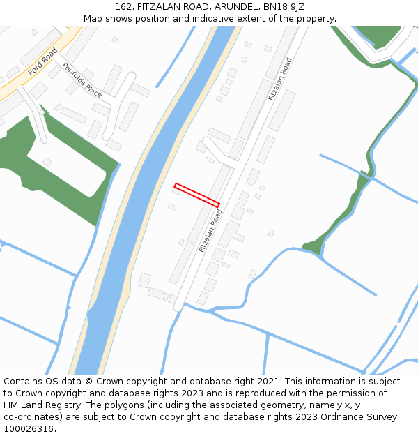 162, FITZALAN ROAD, ARUNDEL, BN18 9JZ: Location map and indicative extent of plot