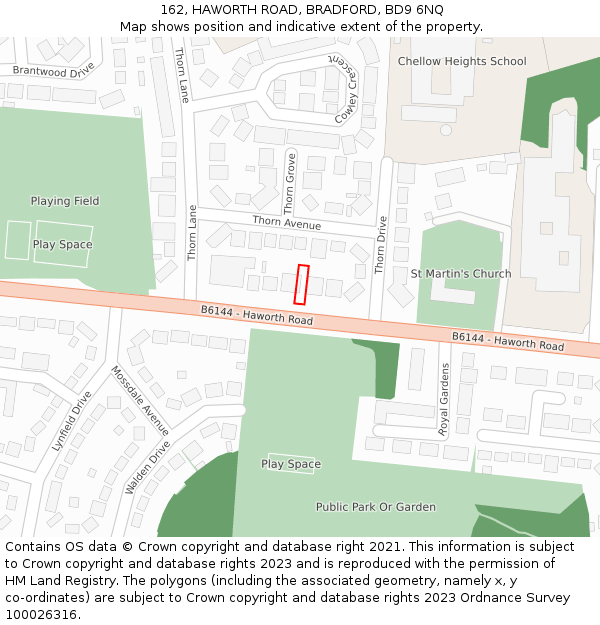 162, HAWORTH ROAD, BRADFORD, BD9 6NQ: Location map and indicative extent of plot