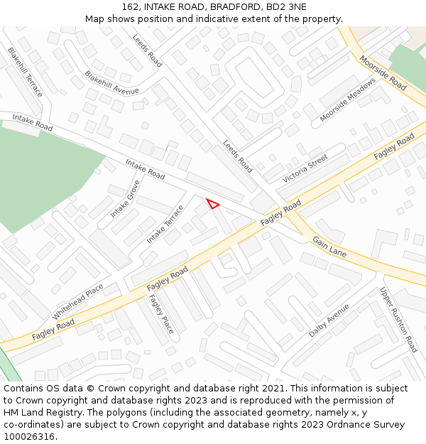 162, INTAKE ROAD, BRADFORD, BD2 3NE: Location map and indicative extent of plot